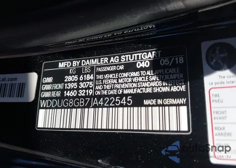 2018 Mercedes-Benz S 560 4Matic z USA, uszkodzony, nr VIN WDDUG8GB7JA422545